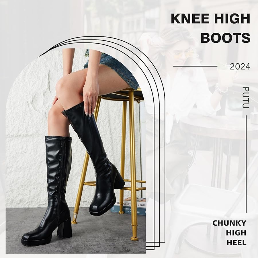 くりちゃん【美品】Platform Long Boots Amazon.com | White Platform Knee High Boots for Women with